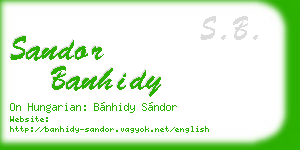 sandor banhidy business card